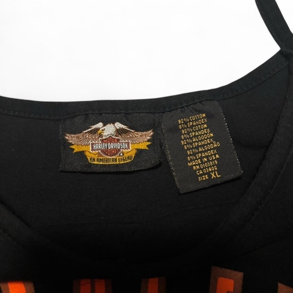 Vintage y2k Harley Davidson Women's XL Crop Logo Tank Built in Bra Black Biker - Picture 6 of 6